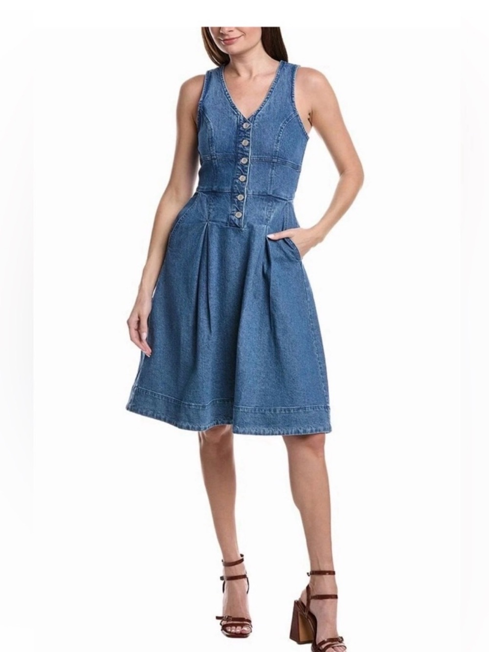 Avec Les Filles Blue Denim Button-Front Dress Size 4